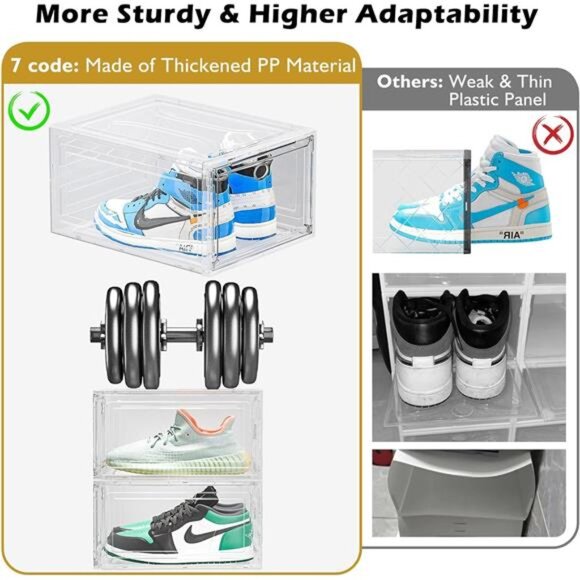 Large Clear Shoe Boxes Organizer【Thicker Material】 Stronger Shoe Box - Picture 4 of 6